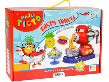 Набор для творчества тесто для лепки Mister Tisto Tasty Travel, с аппаратом и формами, Strateg