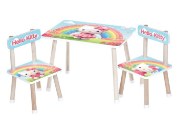 Стіл дитячий M 501-34 Hello Kitty, з 2 стільчиками, дерев'яний