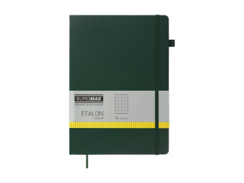 Записна книга Buromax Etalon 210×295 мм, 96 аркушів, у клітинку, зелена