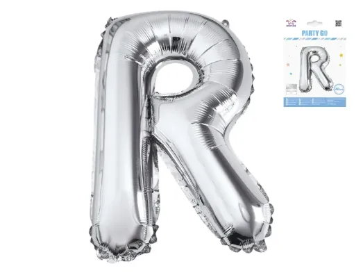 Куля фольгована літера R Party Go, 40 см, срібна