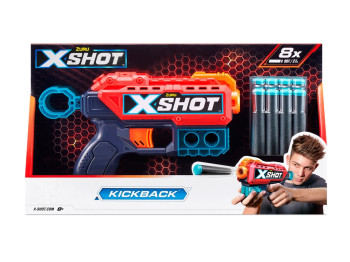 Быстрострельный игрушечный бластер X-Shot Red EXCEL Kickback 8 патронов. Zuru 36184R