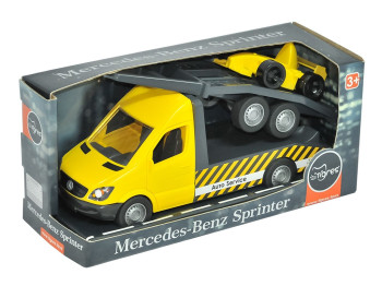 Машинка Tigres 39741 Mercedes-Benz Sprinter эвакуатор с лафетом желтый 1:24 с авто