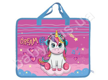 Папка пластикова А4 з текстильними ручкамі,Unicorn Dreams, KIDIS 14001
