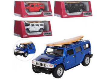 Машинка инерционная металлическая Hummer H2 SUV 2008 KT5337WS1, 11,5 см, открываются двери, Kinsmart