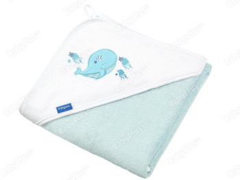 Рушник бамбуковий з капюшоном блакитний Кит 85х85 см. BabyOno 343/05