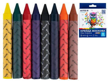 Мел восковой Jumbo 8 цветов Classic, Kite