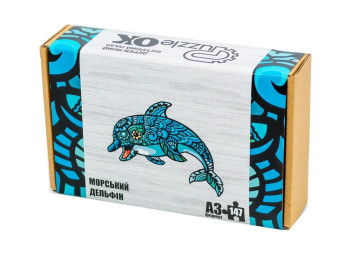 Фигурный деревянный пазл Морской дельфин A3, в картонной упаковке, PuzzleOK