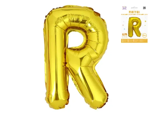Куля фольгована літера R Party Go 40 см, самотримаюча форма, золота