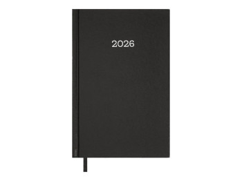 Щоденник датований на 2026 рік, A5, 320 аркушів, тверда бумвінілова обкладинка, чорний
