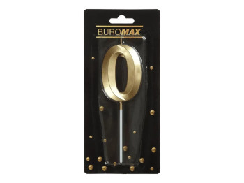 Свеча для торта цифра "0", золотая, Buromax