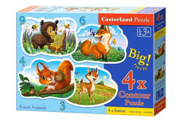 Пазлы Лесные животные, 3,4,6 и 9 элементов, Castorland