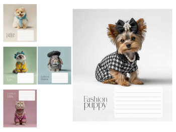 Зошит у лінію Fashion pets 018-3687L, 18 аркушів, ВД-лак, 5 видів (ціна за 1шт), Школярик