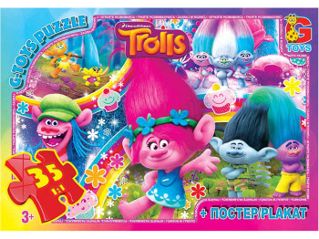 Пазлы картонные Тролли, 35 элементов, G-Toys TR0077