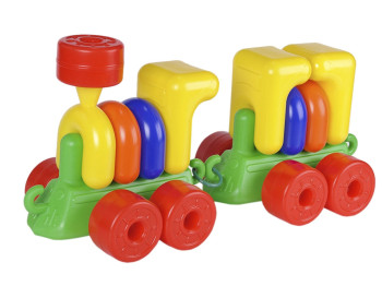 Конструктор Паровозик з вагоном 18,5 см, збірна модель транспорту, Toys-Plast