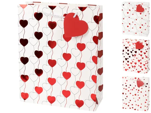 Подарочный пакет Hearts S, бумажный, 18×23×10 см, 4 дизайна (цена за 1шт)