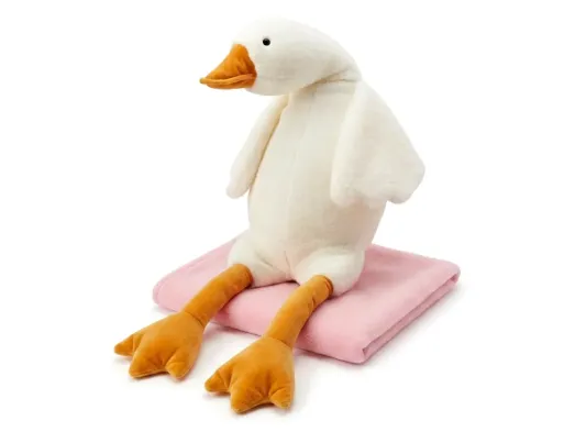 Мягкая игрушка Гусь с пледом, плед внутри 90см