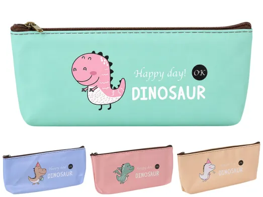 Пенал Dino с динозаврами, на молнии, 18×8 см, 4 цвета (цена за 1 шт.)