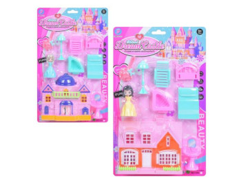Кукольный домик игровой 690-4, 15 см, с мебелью и фигуркой 8 см, BabyToys