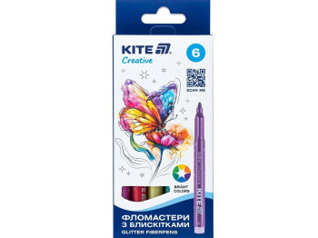 Фломастеры с блестками Creative 6 цветов, Kite