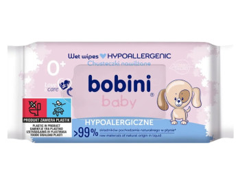 Гіпоалергенні вологі серветки Bobini Baby, від народження, 60 шт