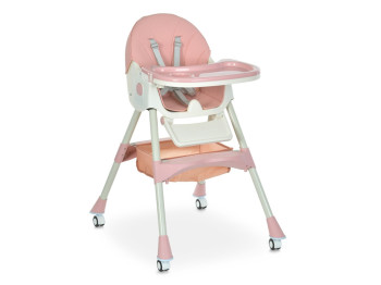 Стільчик для годування, M 6302 Pink, складний, 5-точкові ремені, рожевий, Bambi