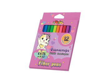 Фломастеры 12 цветов в картонной коробке Cats are the best, KIDIS 9161