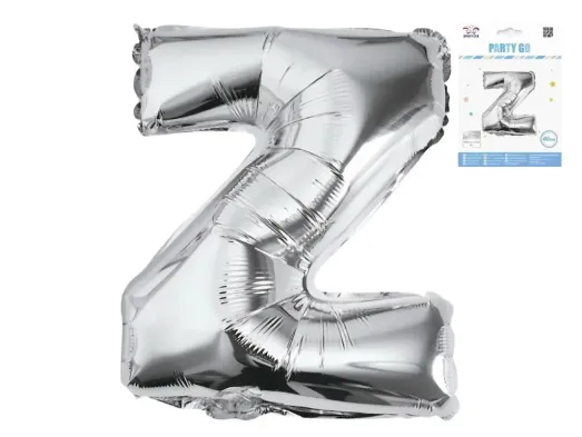 Шар фольгированная буква Z Party Go, 40 см, серебряная