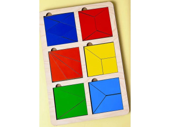 Пазл-вкладыш деревянный Квадраты Никитина уровень 2 25×15 см, Ubumblesbees