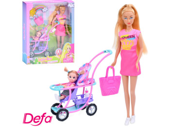 Кукла с дочерью и коляской Defa Lucy 8524, 29 см, с аксессуарами
