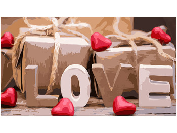 Набор для росписи по номерам LOVE 50х25 см, Strateg