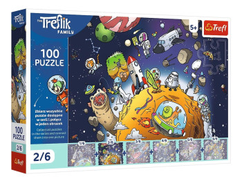 Пазли Trefl UFT Treflik Family Трефлік у космосі, 100 елементів