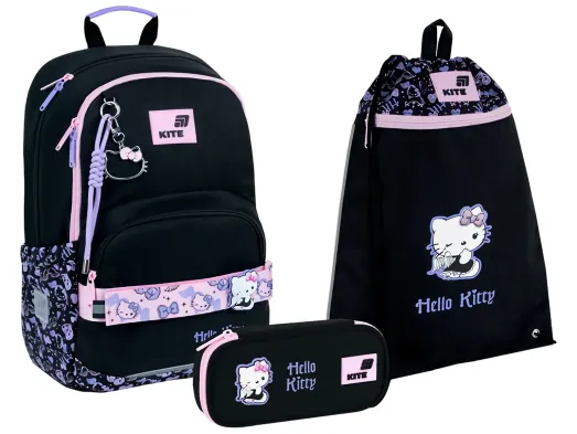 Школьный набор 5в1 Kite Education Hello Kitty, рюкзак, пенал, сумка для обуви, ланчбокс и бутылка