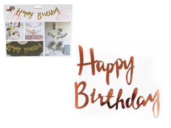 Растяжка Happy Birthday, Розовый рукописный текст, 1314-15