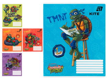 Тетрадь школьная Kite Ninja Turtles, 18 листов, ячейка, 5 видов (цена за 1шт), Kite