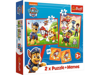 Пазл-игра 2 в 1 Trefl Paw Patrol Собачий упряжь в действии с игрой Memo