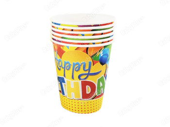 Набір День Народження Happу birthday жовтий, Стаканчики 10 шт, Jumbi