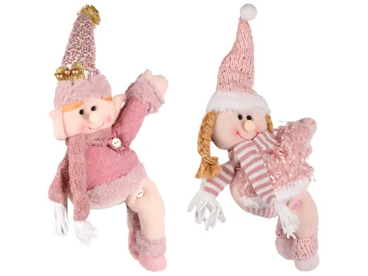 Новогодняя декоративная фигура для штор Cutie, 35 см, розовая