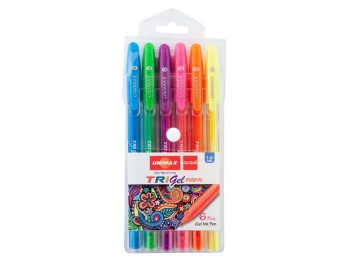Ручка гелевая Trigel Neon 6 цветов. Unimax UX-143