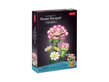 3D пазл конструктор Carnation Flower Bouquet, 18.7 см, об'ємна композиція, Cubic Fun