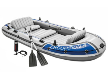 Надувная лодка Intex Excursion 5 Set 68325, 5-местная, до 455кг, 366×168см, цвет серый