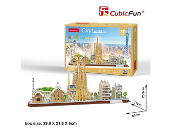 Тривимірна головоломка-конструктор CITY LINE BARCELONA. Cubic Fun MC256h