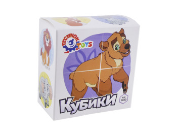 Кубики пластмассовые ТехноК Дикие животные, набор 4 шт