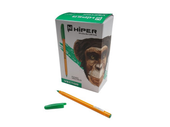 Ручка масляна Vector. Hiper HO-600. 1 200 м. Колір ЗЕЛЕНИЙ. (Ціна за 1 шт.)