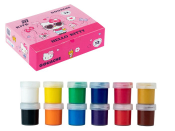 Гуашь художественная 12 цветов Kite Hello Kitty HK26-063, 20 мл, на водной основе