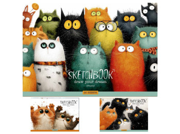 Альбом для рисования Star Sketchbook Cats, А4, 20 листов, микс видов