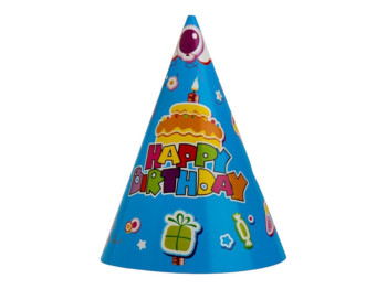 Набор колпаков "Happy Birthday" 9093-011, голубой, 6 шт