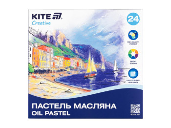Пастель масляная Creative K-200-24, 24 цвета, круглая форма, Kite