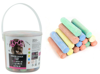 Мел цветной в ведерке Jumbo Dogs 15 шт, Kite