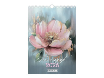 Календар настінний Buromax Flowers 2026, А3, на 1 пружину