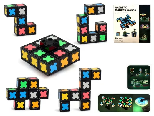 Магнітний конструктор Magnetic Building Blocks 4 в 1, світиться